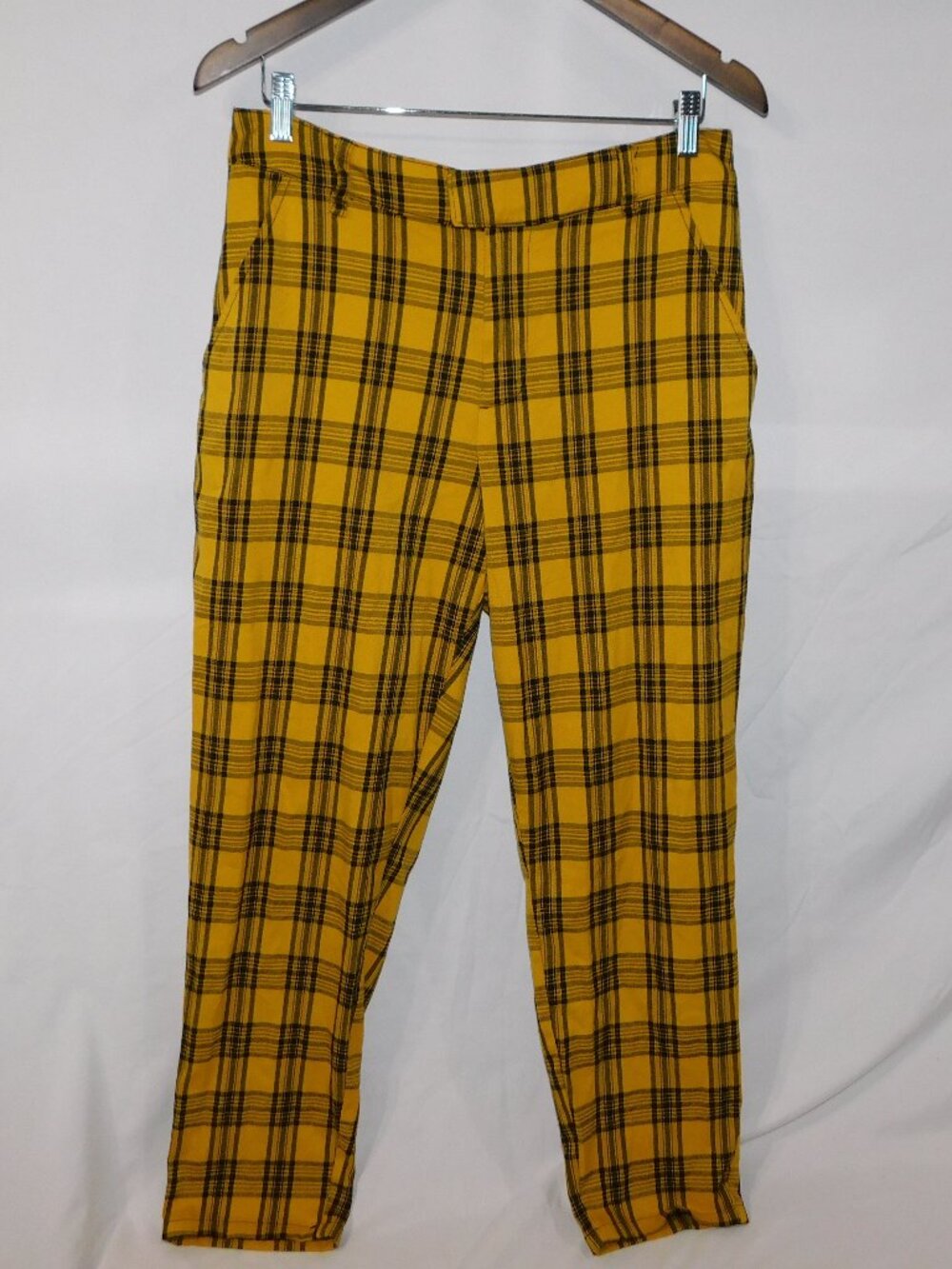 Hot Topic Yellow Black Plaid Tartan High Rise Womes Plus size 0 Pants 1X 14 / 16